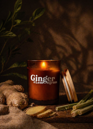 duftlys lavet i danmark, ginger og lemongrass duftlys, sojalys duftlys, soyalys