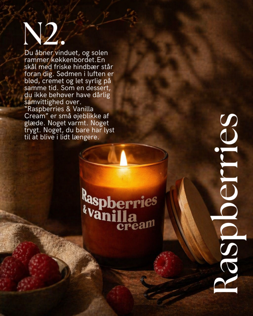 duftlys lavet i danmark, Hindbær duftlys, sojalys duftlys, soyalys