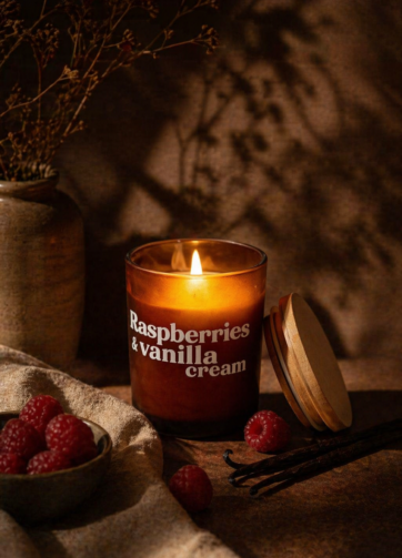 duftlys lavet i danmark, Hindbær duftlys, sojalys duftlys, soyalys