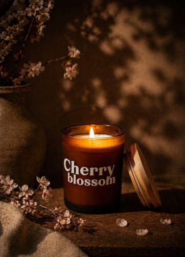 duftlys lavet i danmark, cherry blossom, kirsebear, duftlys, sojalys duftlys, soyalys