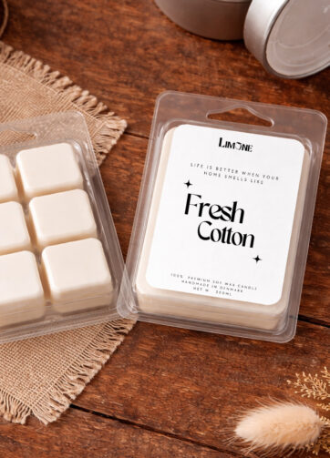 Duftblok – Fresh Cotton | Duftvoks af soya Ren og frisk duftvoks inspireret af nyvasket sengetøj.