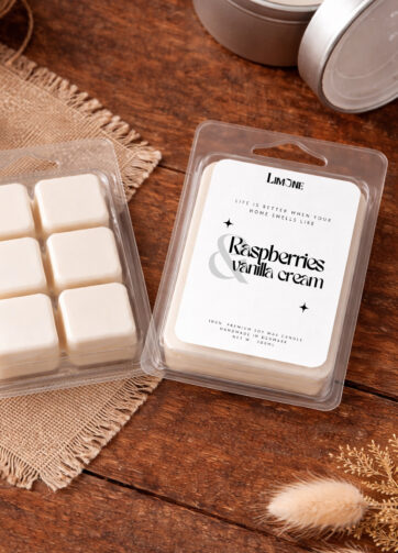 Duftblok – Raspberries & Vanilla Cream | Duftvoks af soya Sød og cremet duftvoks med hindbær og vanilje.