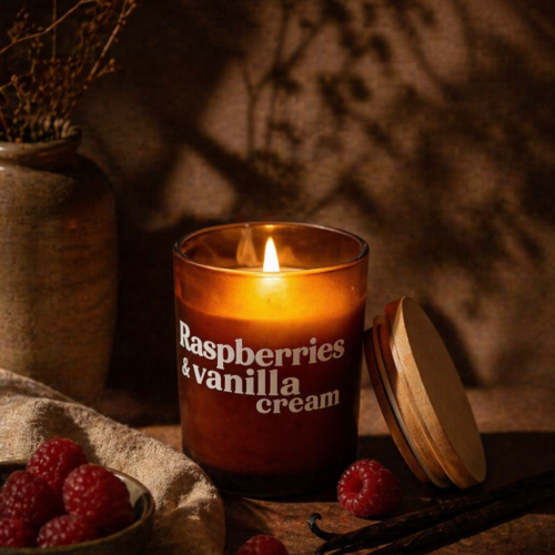Duftlys – Raspberries & Vanilla Cream | Lavet i Danmark