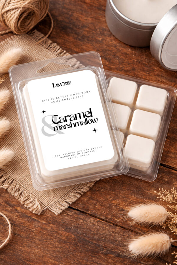 caramel and marshmallow duftblok limone candles soya voks duftblok duftmelts wax melts Duftvoks – karamel og marshmallow | Duftvoks af soya