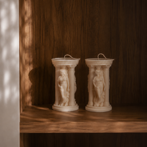 aphrodite-dekorationslys-beige Aphrodite dekorationslys i beige sojavoks.
