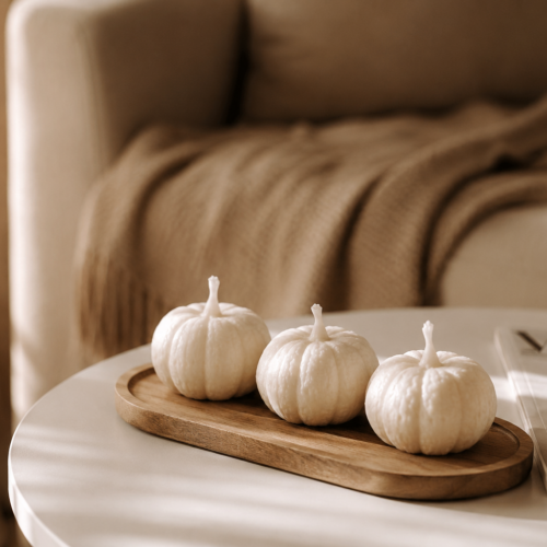 graeskarlys-3-pak Græskarlys med Pumpkin Spice-duft fra Limone Candles